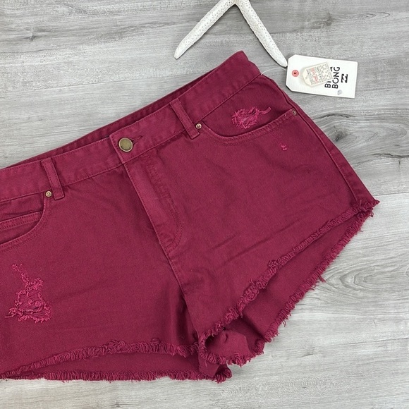 🔆BILLABONG🔆 JEAN SHORTS maroon stretch, button, comfortable popular - Picture 6 of 11